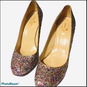 Kate Spade Italian Glitter Heel Pumps Size 7